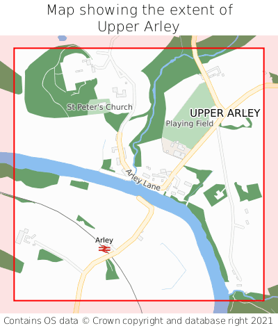 Map showing extent of Upper Arley as bounding box
