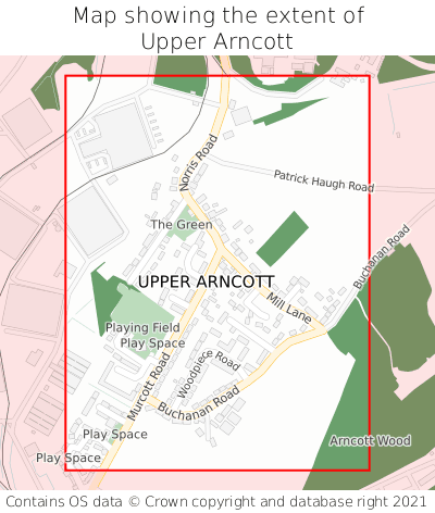 Map showing extent of Upper Arncott as bounding box