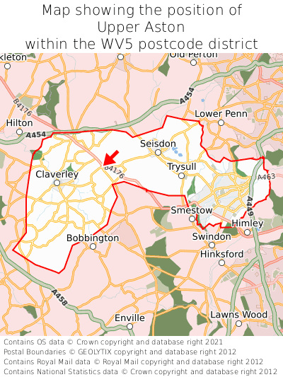Map showing location of Upper Aston within WV5