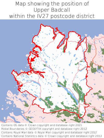 Map showing location of Upper Badcall within IV27