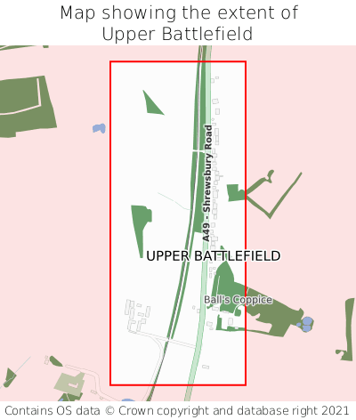 Map showing extent of Upper Battlefield as bounding box