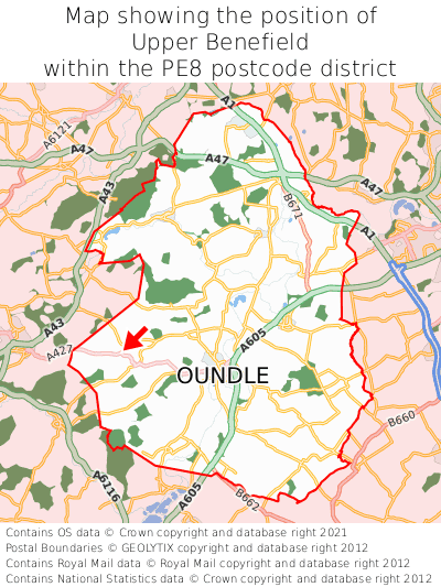 Map showing location of Upper Benefield within PE8