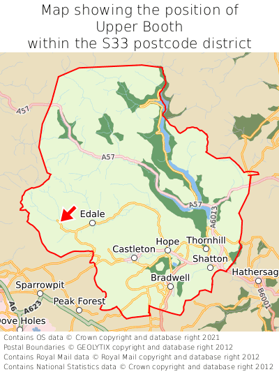 Map showing location of Upper Booth within S33