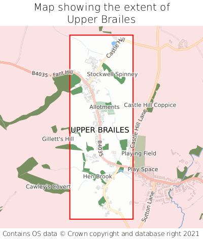 Map showing extent of Upper Brailes as bounding box