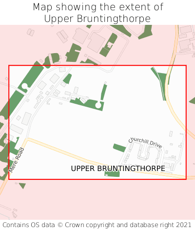 Map showing extent of Upper Bruntingthorpe as bounding box