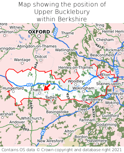 Map showing location of Upper Bucklebury within Berkshire
