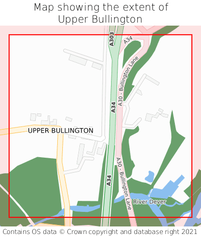Map showing extent of Upper Bullington as bounding box