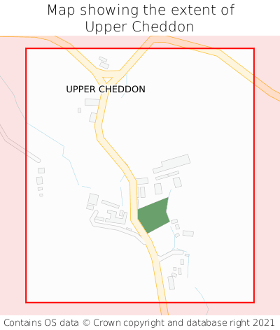 Map showing extent of Upper Cheddon as bounding box