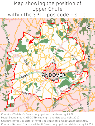 Map showing location of Upper Chute within SP11