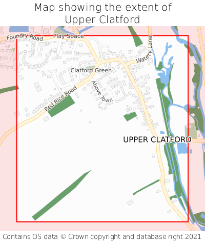 Map showing extent of Upper Clatford as bounding box