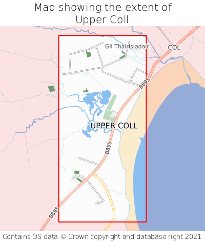 Map showing extent of Upper Coll as bounding box