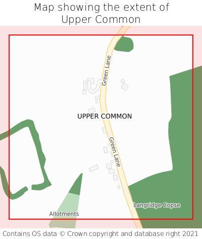 Map showing extent of Upper Common as bounding box