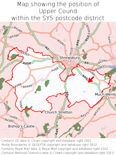Map showing location of Upper Cound within SY5