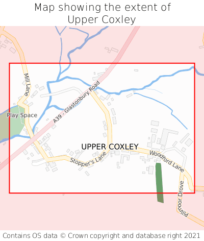 Map showing extent of Upper Coxley as bounding box