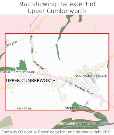 Map showing extent of Upper Cumberworth as bounding box