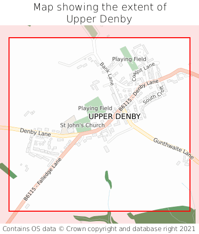 Map showing extent of Upper Denby as bounding box