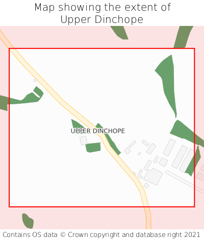Map showing extent of Upper Dinchope as bounding box