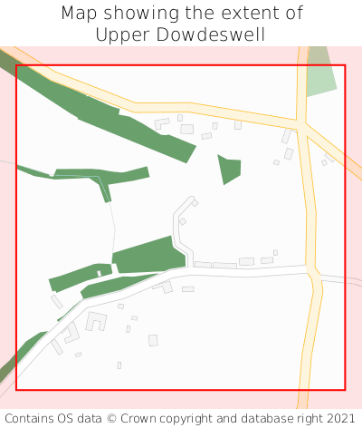 Map showing extent of Upper Dowdeswell as bounding box