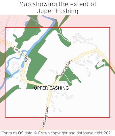 Map showing extent of Upper Eashing as bounding box