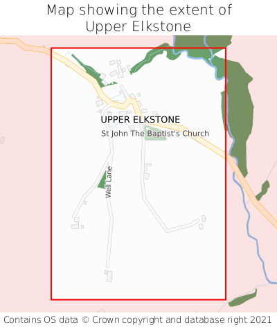 Map showing extent of Upper Elkstone as bounding box