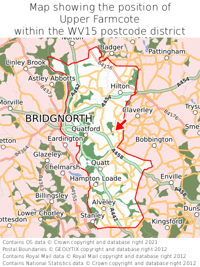 Map showing location of Upper Farmcote within WV15