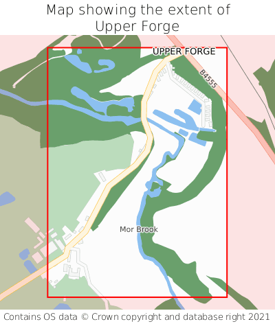 Map showing extent of Upper Forge as bounding box