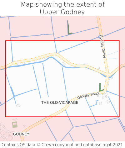 Map showing extent of Upper Godney as bounding box