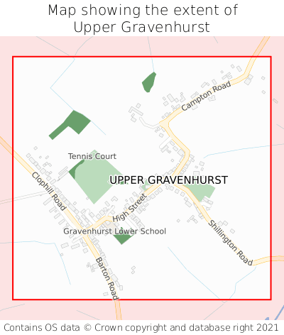 Map showing extent of Upper Gravenhurst as bounding box