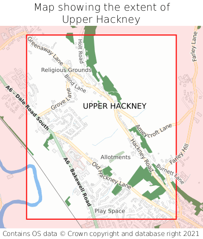 Map showing extent of Upper Hackney as bounding box