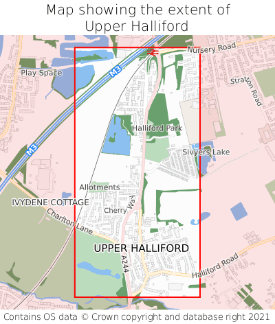 Map showing extent of Upper Halliford as bounding box