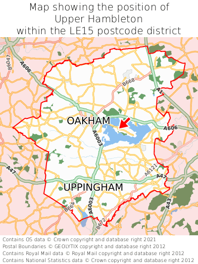 Map showing location of Upper Hambleton within LE15