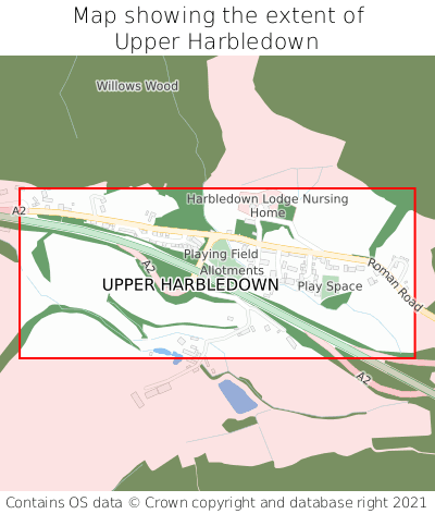 Map showing extent of Upper Harbledown as bounding box