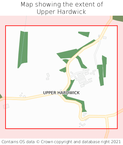 Map showing extent of Upper Hardwick as bounding box