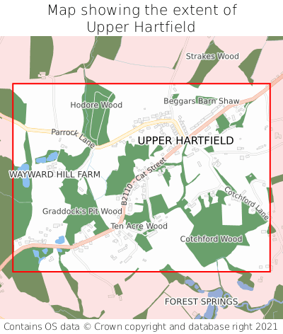 Map showing extent of Upper Hartfield as bounding box