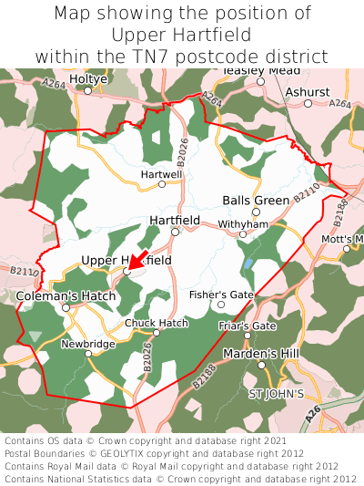Map showing location of Upper Hartfield within TN7