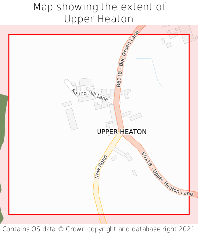 Map showing extent of Upper Heaton as bounding box