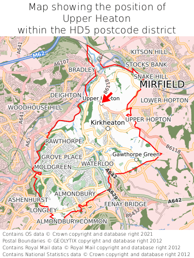 Map showing location of Upper Heaton within HD5