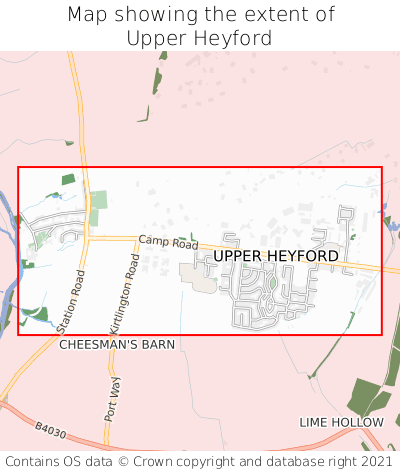 Map showing extent of Upper Heyford as bounding box