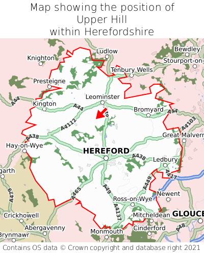 Map showing location of Upper Hill within Herefordshire