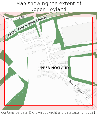 Map showing extent of Upper Hoyland as bounding box