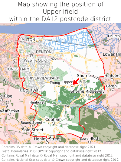 Map showing location of Upper Ifield within DA12