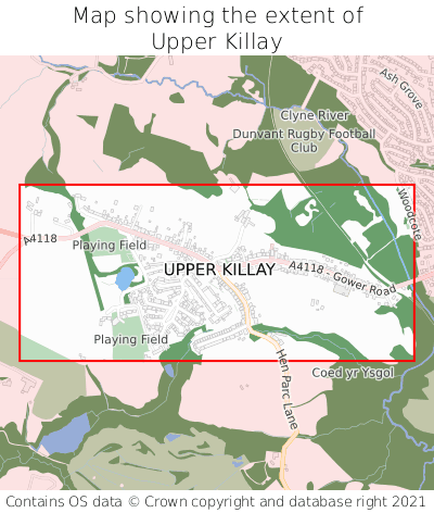 Map showing extent of Upper Killay as bounding box