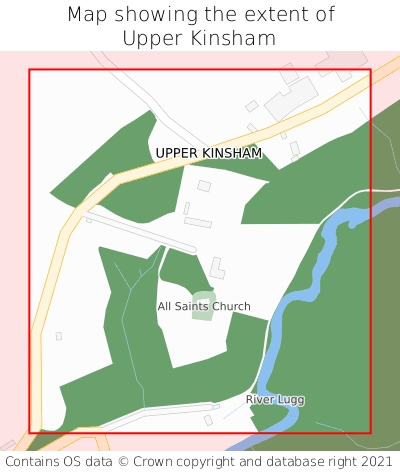 Map showing extent of Upper Kinsham as bounding box