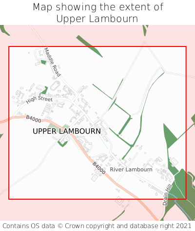 Map showing extent of Upper Lambourn as bounding box