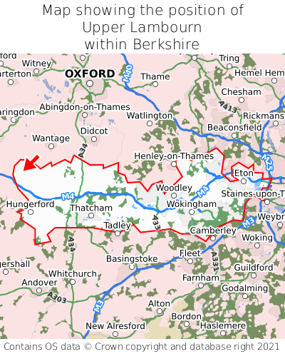 Map showing location of Upper Lambourn within Berkshire