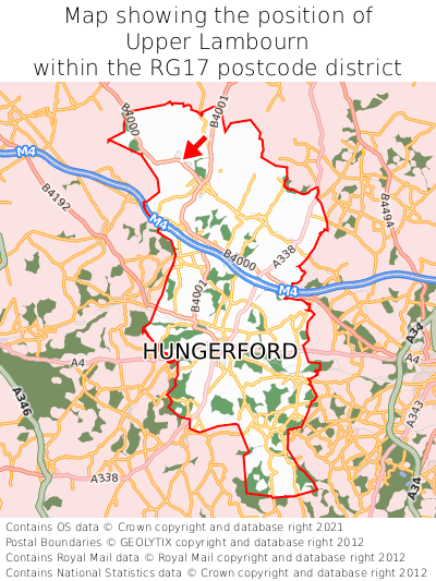 Map showing location of Upper Lambourn within RG17