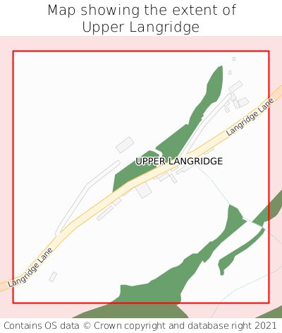 Map showing extent of Upper Langridge as bounding box