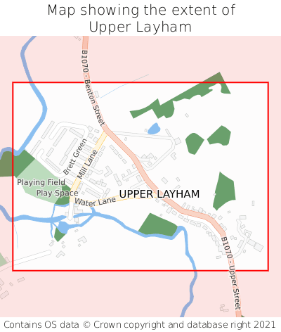 Map showing extent of Upper Layham as bounding box
