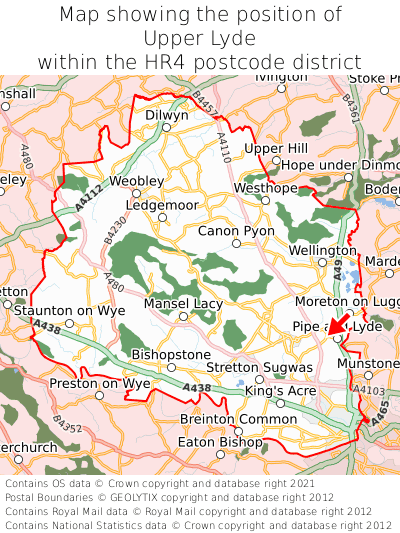 Map showing location of Upper Lyde within HR4