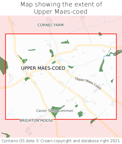 Map showing extent of Upper Maes-coed as bounding box